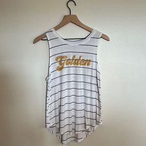 Grayson Threads Golden Tank. Navy and White Stripes. Medium.